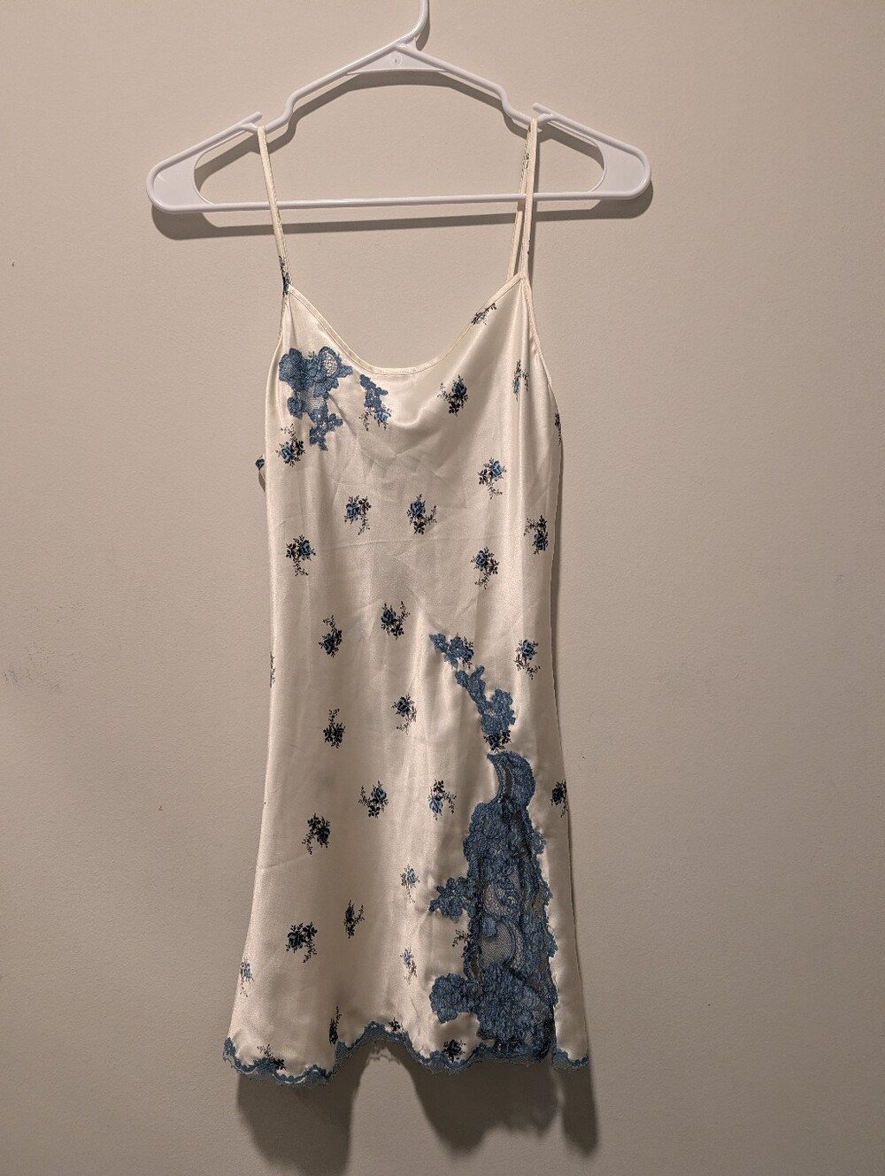Victoria's Secret Y2K Lace Trim Embroidered Euro Summer Boho Floral Slip Dress